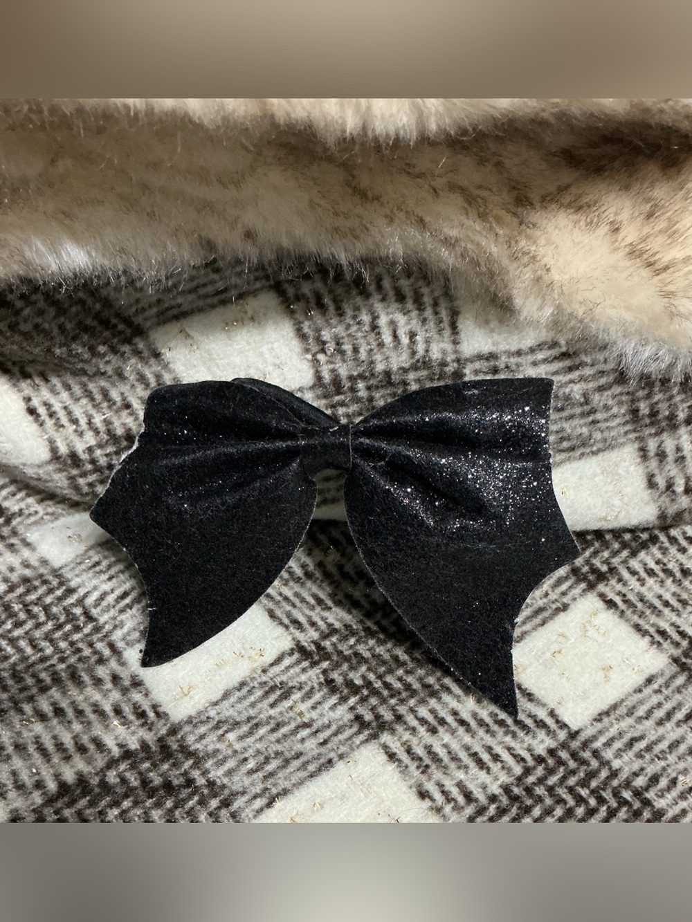 GIRLS CLAIRES BLACK SPARKLE SPOOKY BOW HAIR TIE